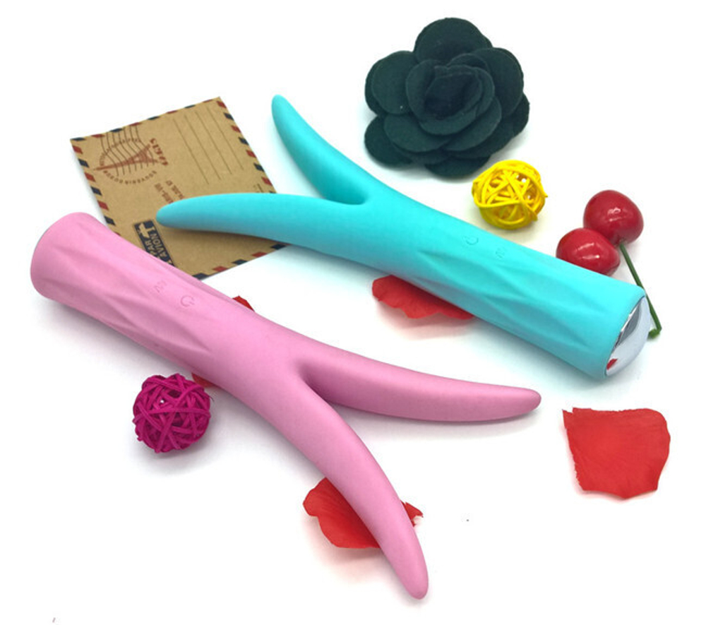 Водонепроницаемый перезаряжаемый вибратор с двойной стимуляцией G Spot Massager Multi speed (Цвет: бирюзовый)