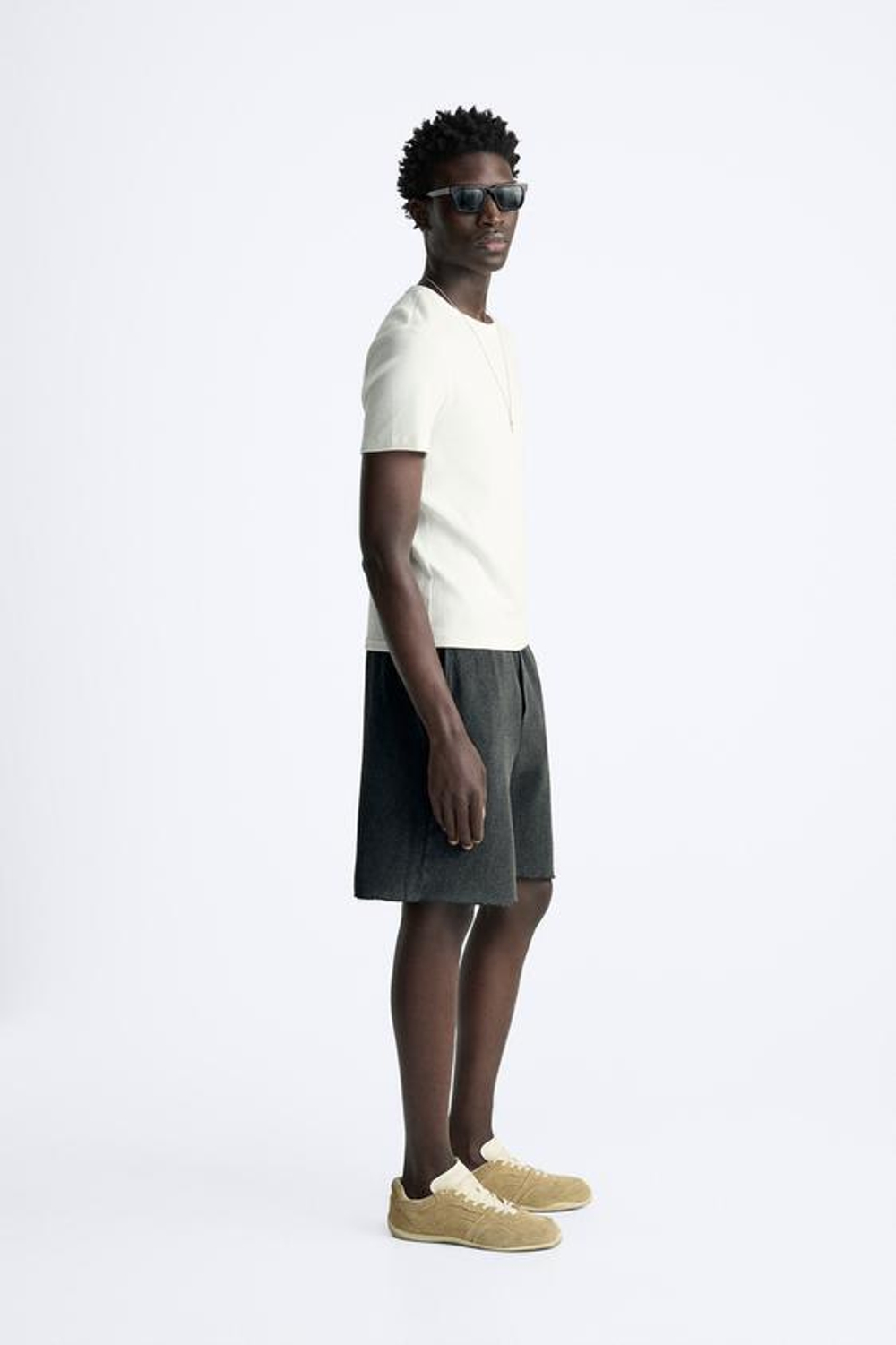 ZARA БАЗОВАЯ ФУТБОЛКА В РУБЧИК, БЕЛЫЙ