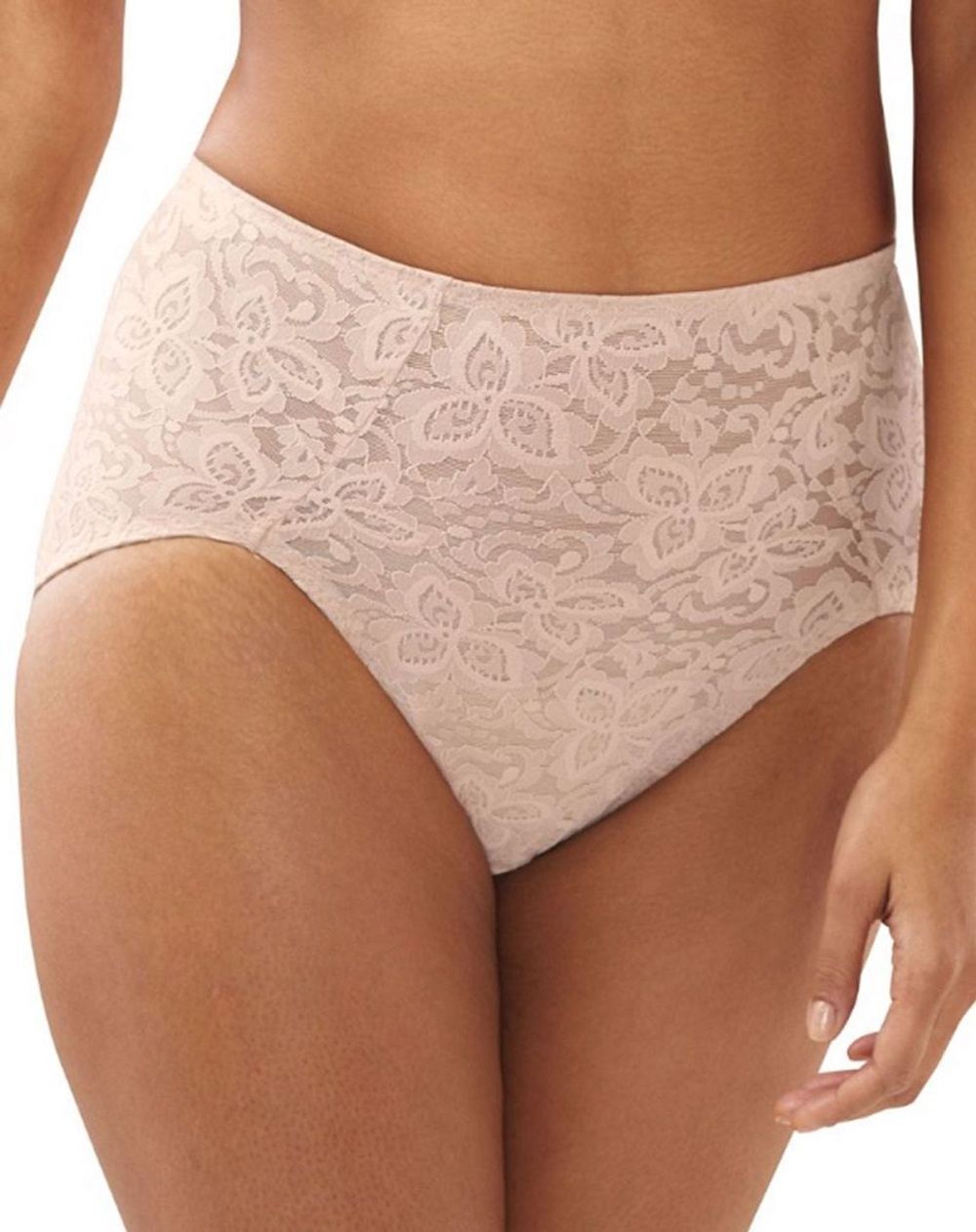 Высокие ажурные трусы-брифы Lace & Smooth Brief Shaper (Размер: XXL) (Цвет: грязно-розовый)