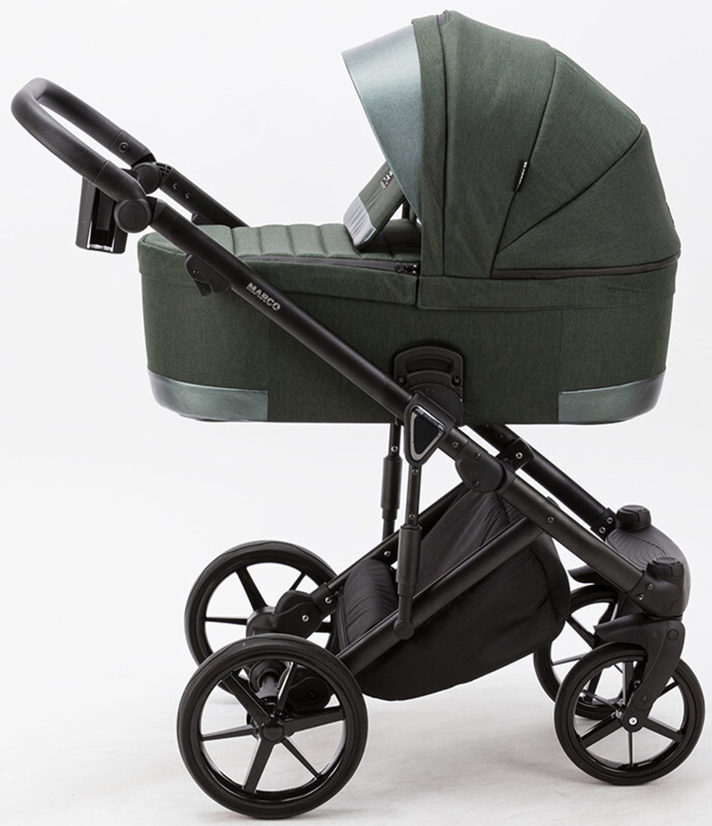 Детская коляска Adamex Marco 2 в 1 GA06 (Т. ЗЕЛ.ТК.+ Т. ЗЕЛ. КОЖ. ОТДЕЛКА)