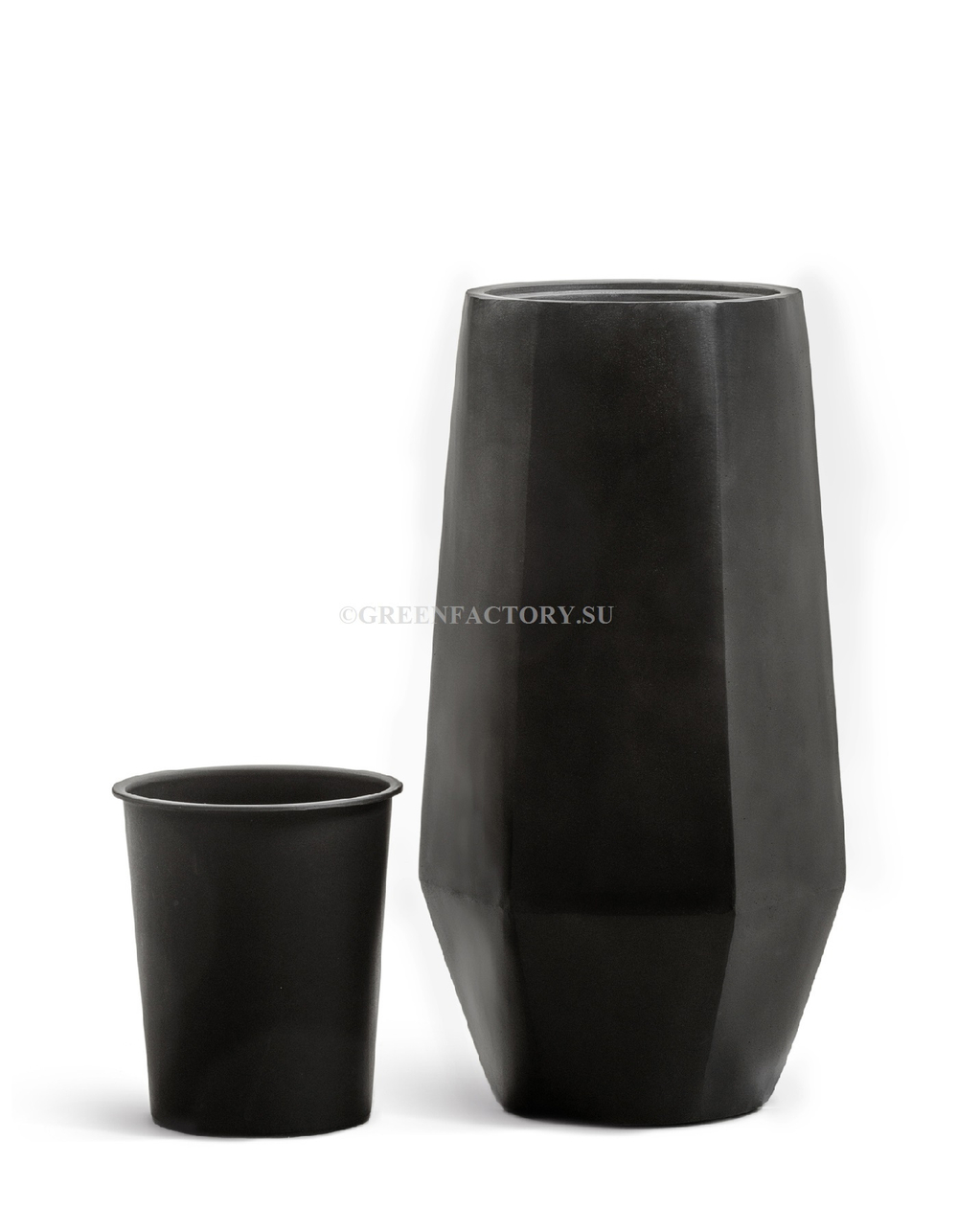 Кашпо TREEZ Effectory - серия Crystal - Высокий многогранник - Антрацит