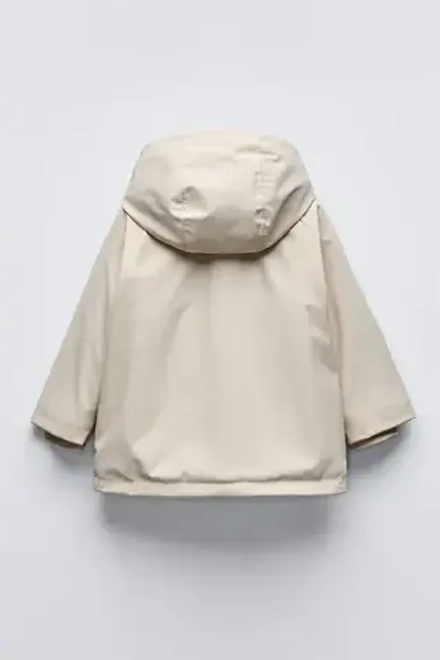 ZARA ДОЖДЕВИК С ПОДКЛАДКОЙ WATER REPELLENT, ЭКРЮ