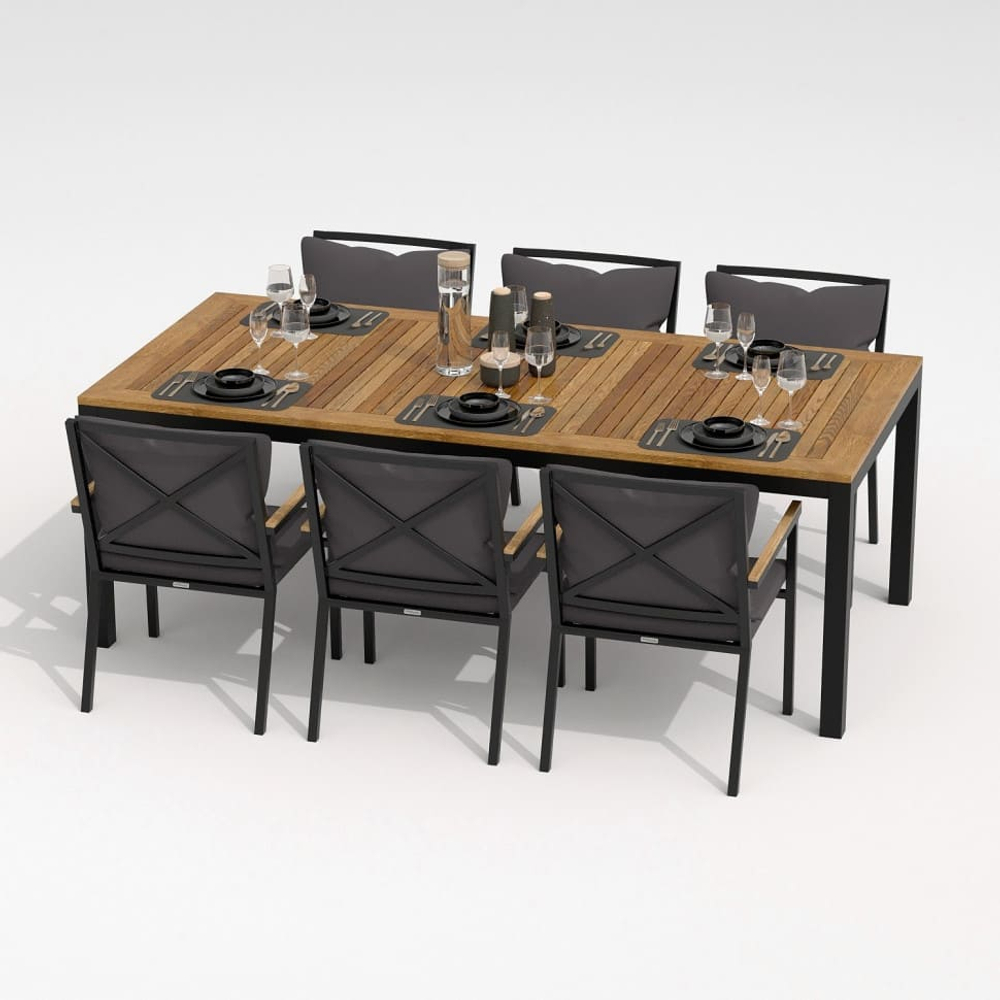 Обеденная группа Ideal Patio  ТЕЛЛА ФЕСТА плюс каркас карбон, стол тик 200, ткань антрацит