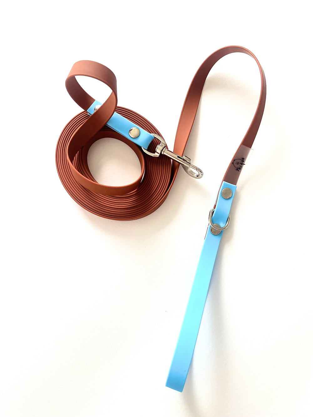 Поводок для собак из Биотана, 15 мм ,3 м, коричневый с голубым