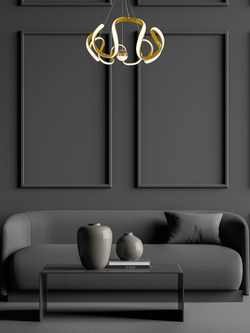 Люстра подвесная светодиодная Lanbos Риббон, LED 70 Вт, до 15 кв м, золотая