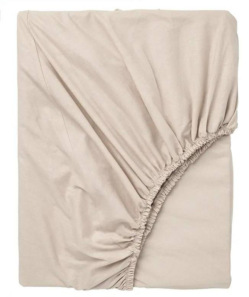 Сатиновая простынь на резинке НАТЕСМИО 200х200 | светло-бежевый