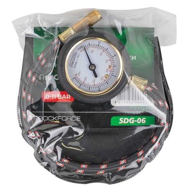 Индикатор для проверки давления в шинах с гибким шлангом (0-11 Bar) RockForce RF-SDG-06