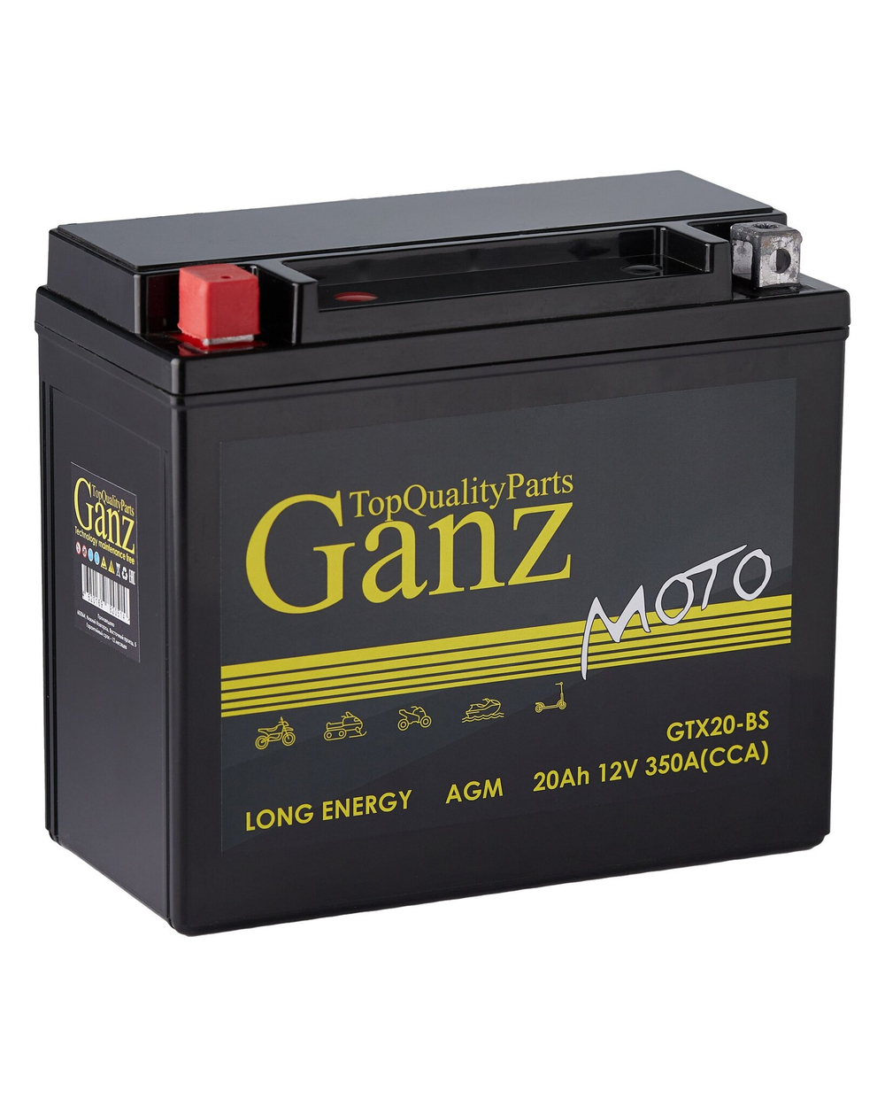Аккумулятор GANZ мото AGM 20 А/ч прямой L+ 177x88x155 мото EN 350 А