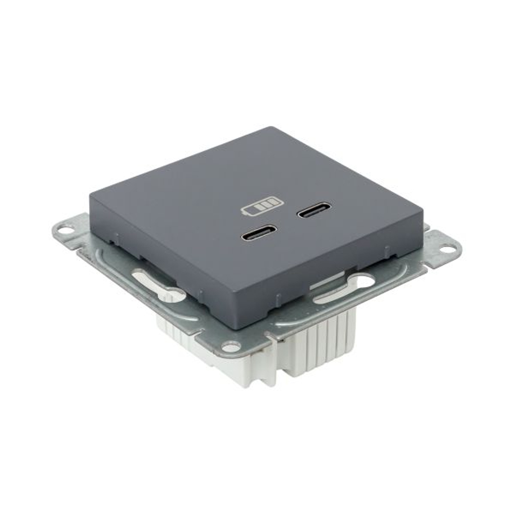 Механизм розетки USB-C - 2шт, графит Эпика EKF