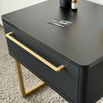 Тумба прикроватная на ножках ROYAL 5201 эко (Черный-Золото-р.золото)