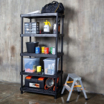 Полка универс, пластик, 5 секц, 90х45 см, вентилируемая, чер, Blocker, Expert, BR3805ЧР