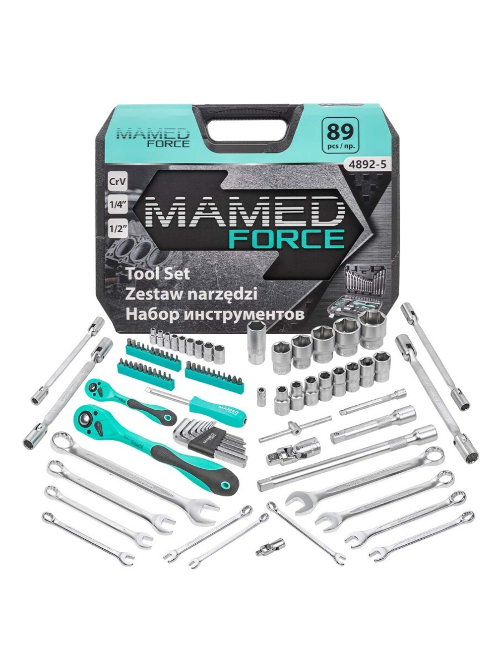 Набор инструментов PROFI 89пр. 1/'',1/2''(6гр)(4-32мм) MAMEDFORCE MF-4892-5