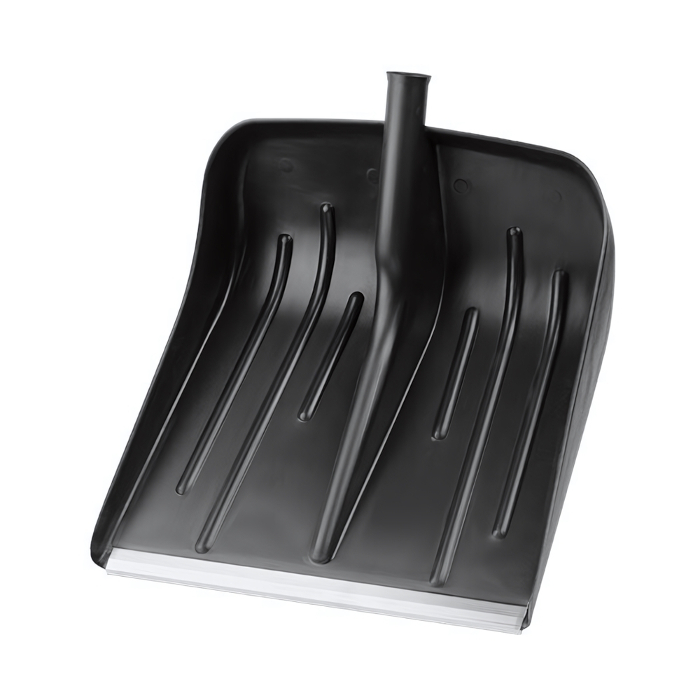 Лопата снеговая МЕТЕЛЬ без черенка №3 пластмассовая с алюминиевой планкой 410х400мм, ф32