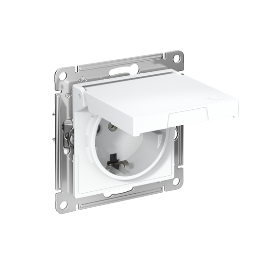Розетка AtlasDesign 16А IP20 с заземл. защ. шторки с крышкой быстрозажим. клем. механизм бел. SE ATN000146S