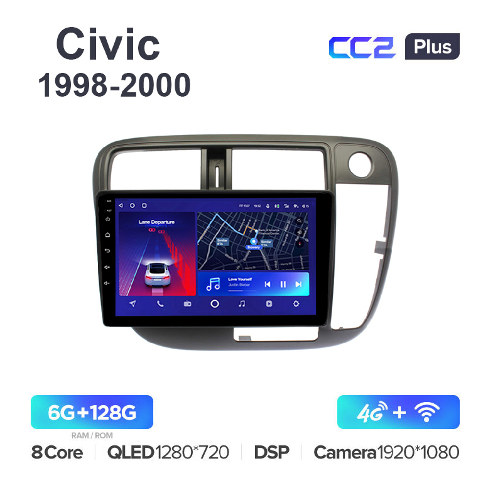 Teyes CC2 Plus 9"для Honda Civic 1998-2000  (прав)