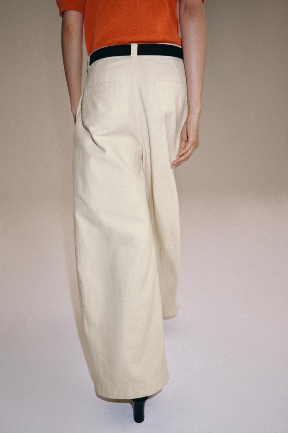 ZARA БРЮКИ ОВЕРСАЙЗ — ZW COLLECTION, ЭКРЮ