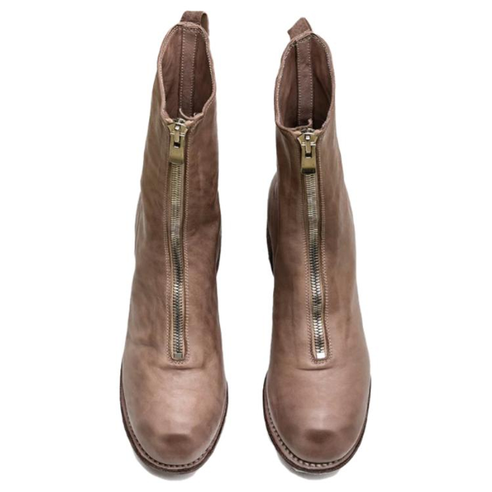 GUIDI Leather Ankle Boots Women"s Milk Tea