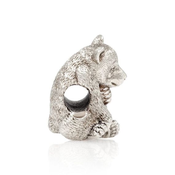 Шарм Панда из мельхиора, бусина, вид боком 2