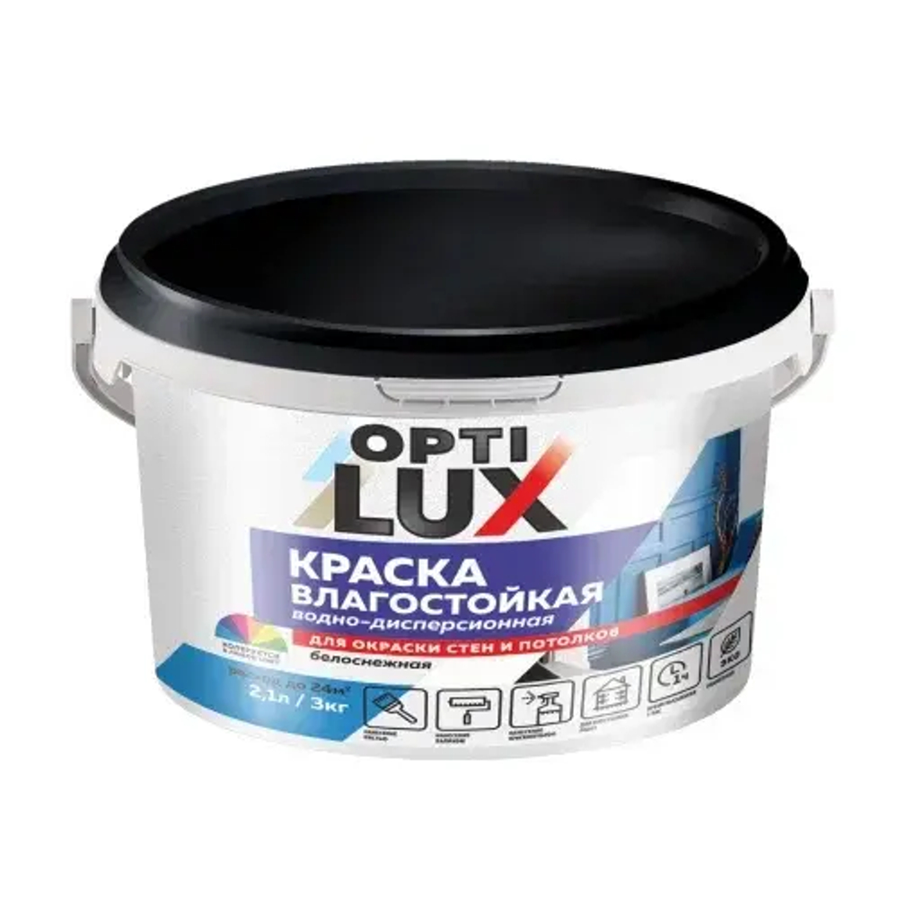 OPTILUX  Краска акриловая влагостойкая белоснежная  3кг (ИжСинтез)
