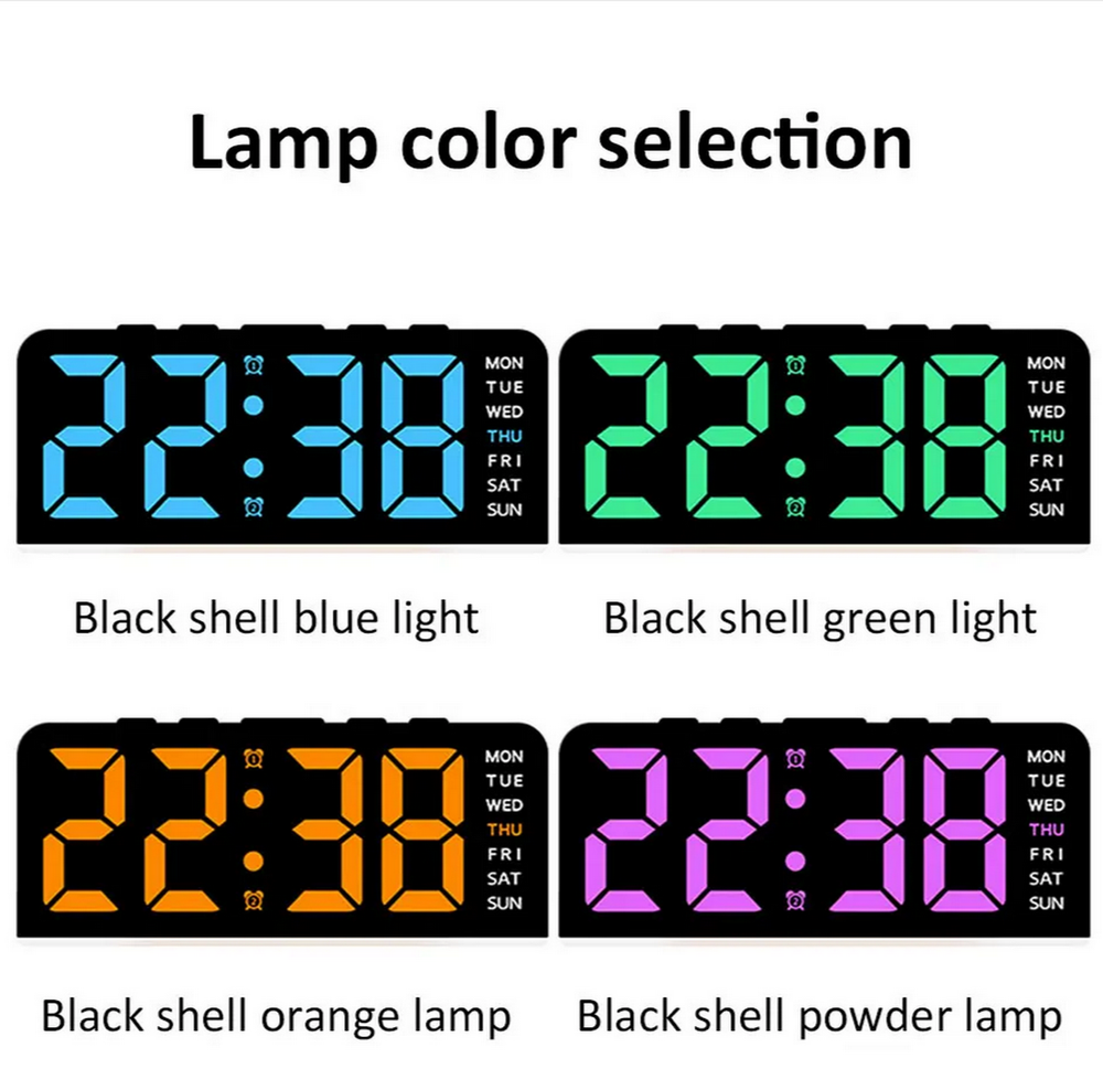 Часы-будильник настольные LED GH9001 черный корпус