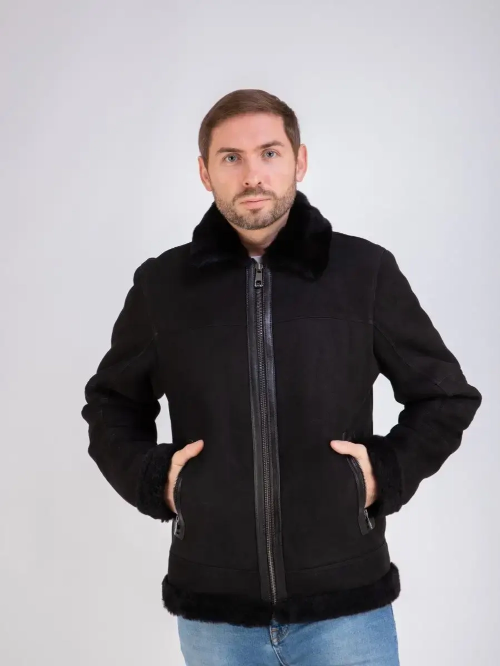 Дубленка мужская натуральная авиатор зимняя Турция