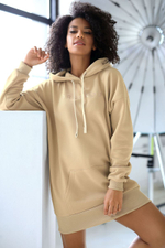 Платье-худи oversize с капюшоном (Размер: M-L) (Цвет: пудровый)