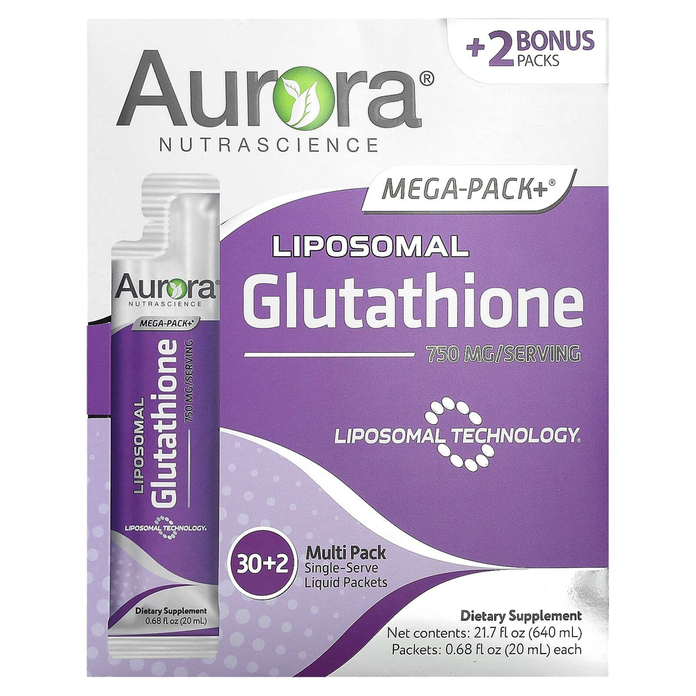 Aurora Nutrascience, Mega-Pack+®, липосомальный глутатион, 32 пакетика по 20 мл (0,68 жидк. унции)