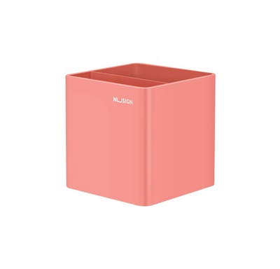 Подставка для канц.принадлежностей Deli Nusign 84х84х86мм 2 отд. коралловый NS011Pink