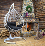 Подвесное кресло-кокон SEVILLA RELAX белое, черная подушка (Laura Outdoor)