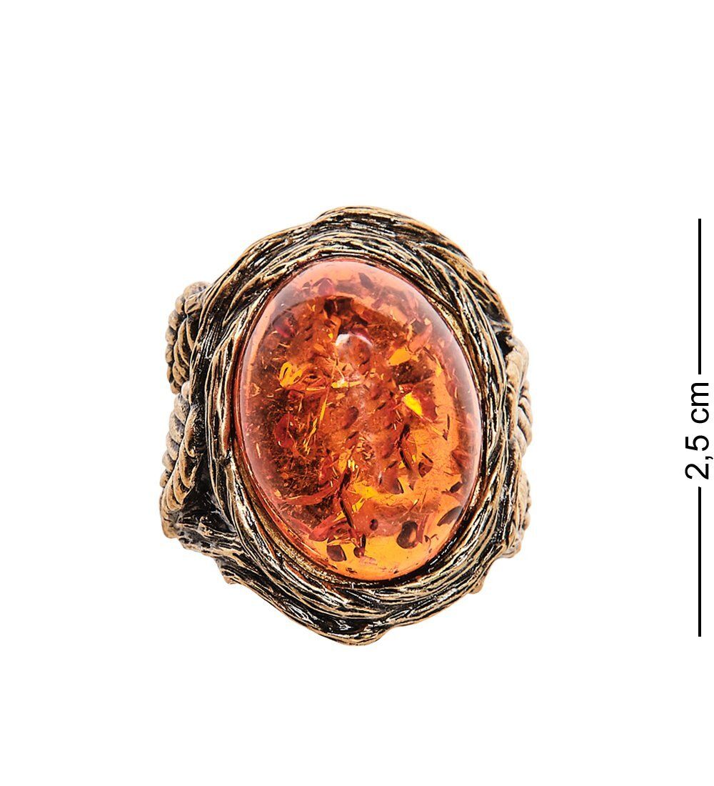 AM-2435 Кольцо «Дерево» (латунь, янтарь)