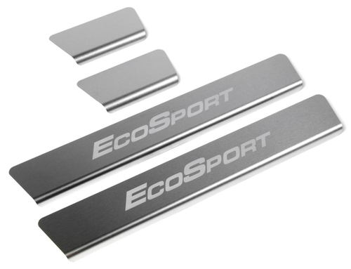 Накладки на пороги Rival для Ford EcoSport 2014-2018 2017-н.в., нерж. сталь, с надписью, 4 шт., NP.1809.3