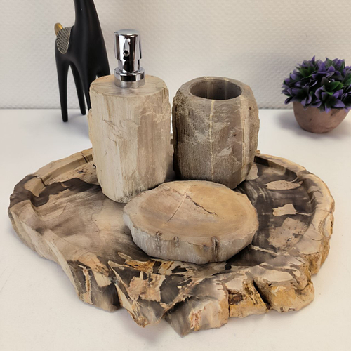 Набор из окаменелого дерева 4 предм Fossil Set NF-63071 поднос 33см*39см