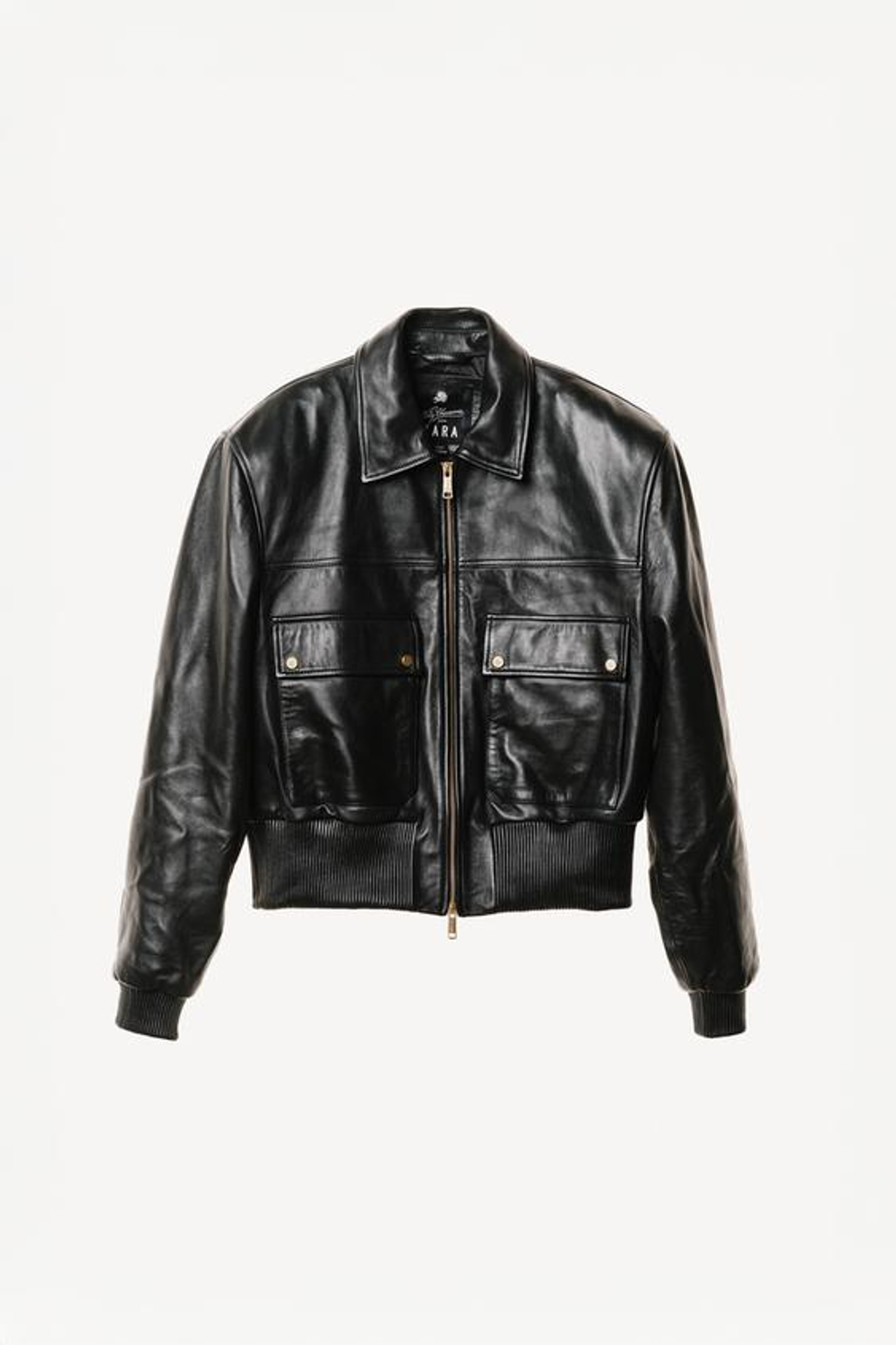 ZARA X WILLY CHAVARRIA УКОРОЧЕННАЯ КУРТКА ИЗ КОЖИ НАППА, ЧЕРНЫЙ