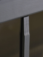 Шкаф витрина 113х32х128, Бритта, стеклянная для посуды, двухдверная, буфет деревянный, массив сосны, с 4 ящиками, серый/антик, Dipriz