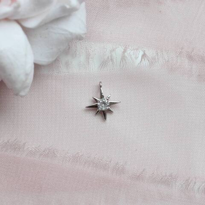 п603-р Подвеска "Звездочка" с фианитом 10мм, родий