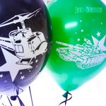 Шар (12''/30 см) Воздушно-десантная техника, Черный/Зеленый, пастель, 4 ст, 25 шт.