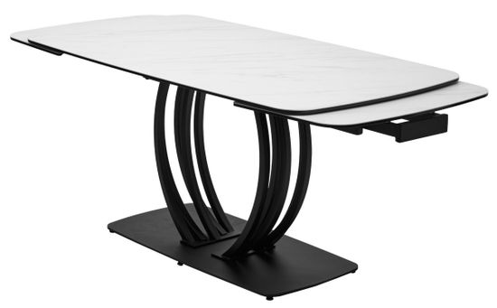 Стол MALTA 160 MARBLES KL-99 Белый мрамор матовый, итальянская керамика/ черный каркас