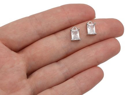 Подвеска прямоугольная 10мм, с прозрачным кристаллом