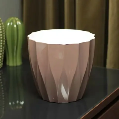 Кашпо для цветов пластиковое 1,9л d-16см «Флюте со вставкой мокко