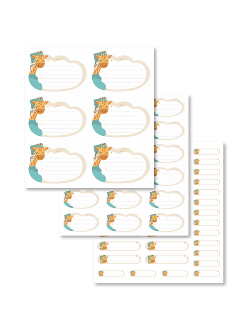 Наклейки для школьных принадлежностей. Жираф