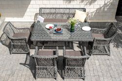 "Катания" обеденная группа плетеная на 6 персон, цвет графит