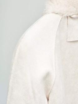 Шуба женская чебурашка тедди пальто из шерсти мериноса, жемчужная, SilverFox