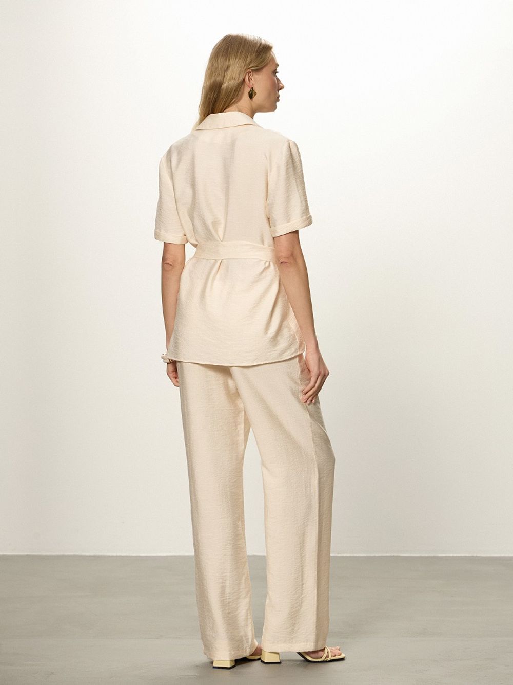 Брюки палаццо на резинке молочная вискоза (Размер 42, 44)