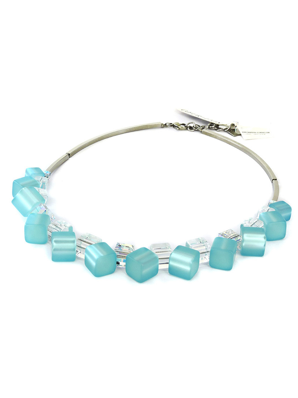 4738/10-2000 Coeur de Lion колье Aqua из голубого поляриса и кристаллов Сваровски.