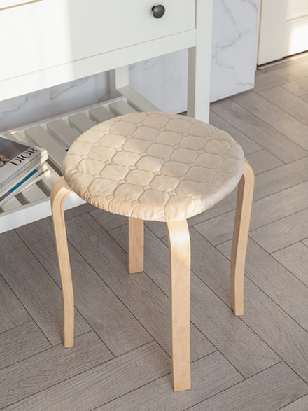 Чехол на табурет DeNASTIA круглый на резинке D33 100%ПЭ бежевый