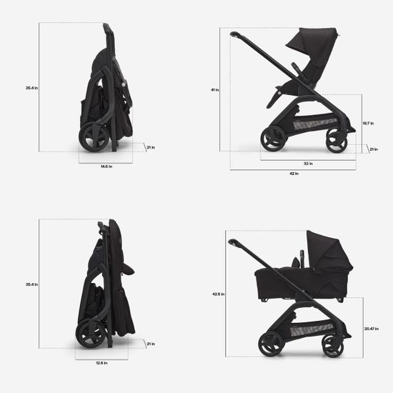 Коляска 2 в 1 Bugaboo Dragonfly (Midnight black/Midnight black/Black)