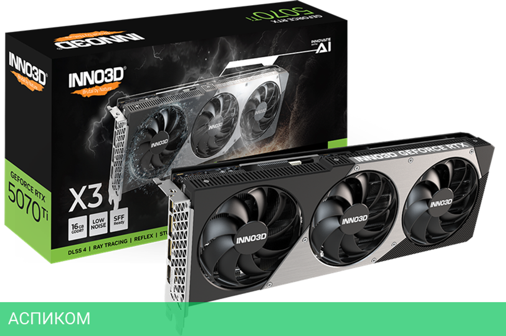 Видеокарта Inno3D GeForce RTX 5070 Ti X3 16Gb GDDR7 (N507T3-16D7-176068N)