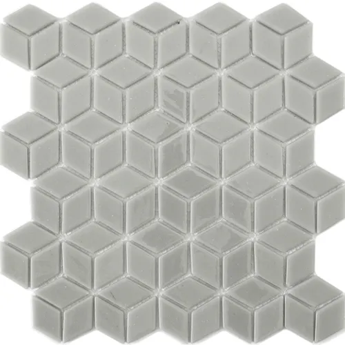 STP-GR007-RMB Natural Мозаика плитка для ванной комнаты из стекла Steppa серая светлая глянцевая