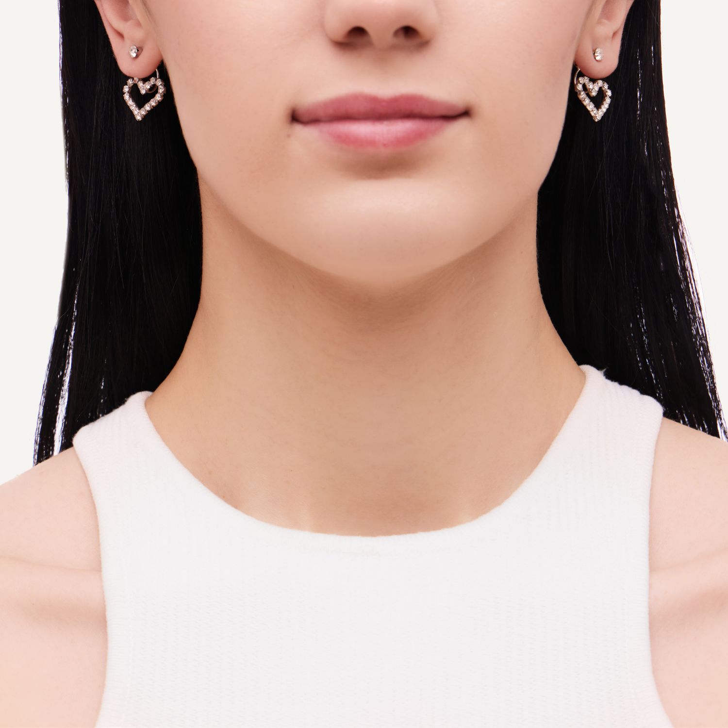 Серьги Sparkly Heart Earrings - Silver