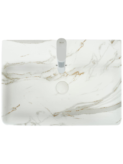 Раковина накладная (мрамор белая с серым) WeltWasser WW  ELBACH 2173 M845 600х420х120